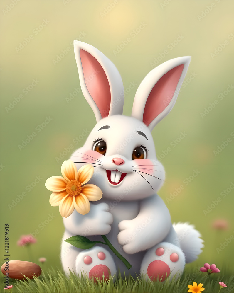 Obraz premium easter bunny with a flower