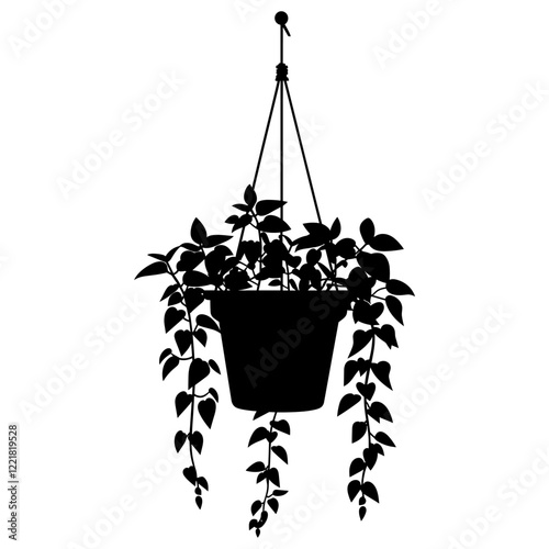 Potted plants silhouette hanging potted vector