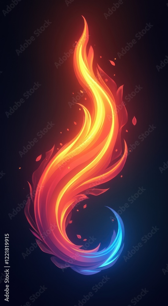 A close up of a fire with a swirl of fire on it