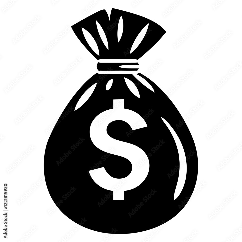 Money bag symbol black white vector Money bag symbol black white vector