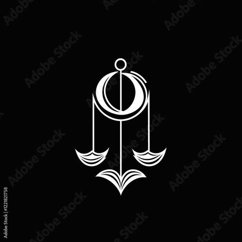 libra zodiac symbol in white simple lines vector 