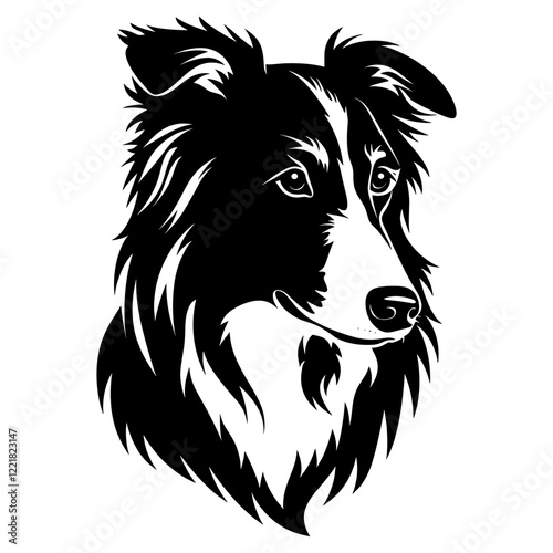 Collection portrait Sheltie dog animal pet art vector