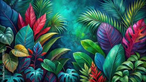 Wallpaper Mural Vibrant Tropical Foliage A Lush Display of Exotic Plants with Deep Hues and Rich Textures Torontodigital.ca
