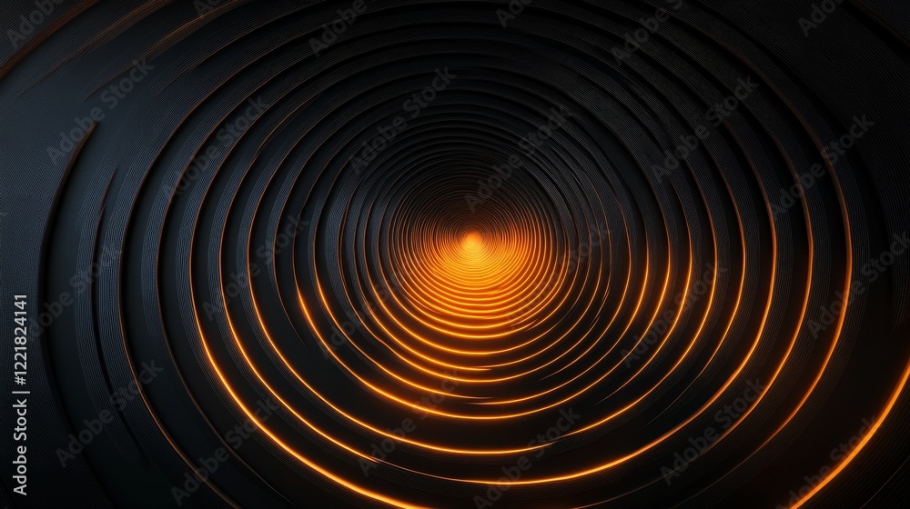 Obraz premium Abstract Spiral Tunnel Glowing Orange Light