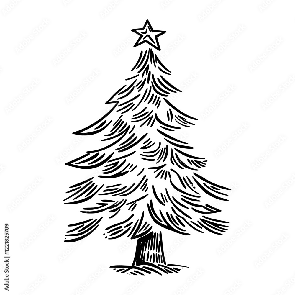 Obraz premium Christmas tree minimalist white illustration vector