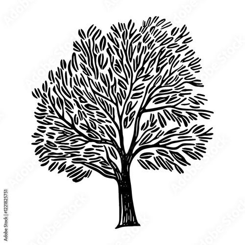 European ash tree drawing art white vector