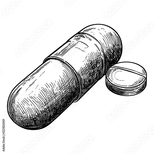 A medicine pill art drawing sketch vector