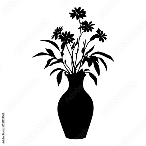 Flower in vase silhouette illustration flowers vector