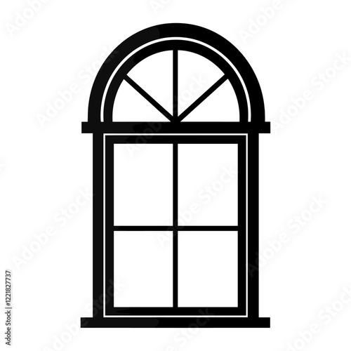 Curve window silhouette black architectural vector