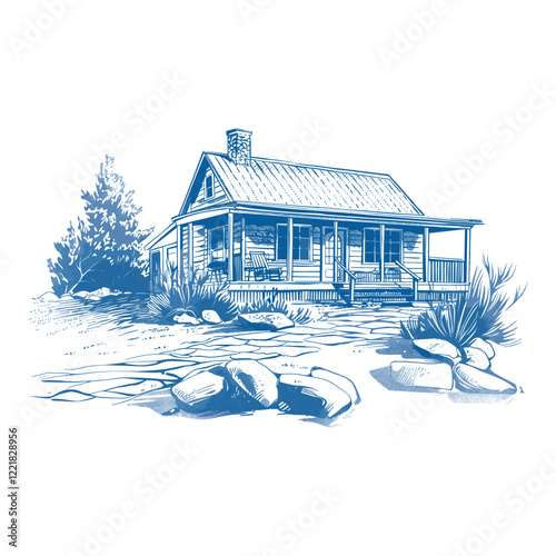 Vintage Chalet illustration house cabin vector