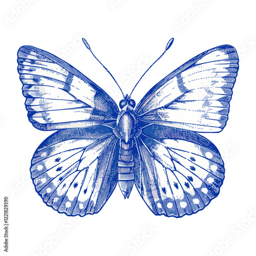 Butterfly drawing blue art vector