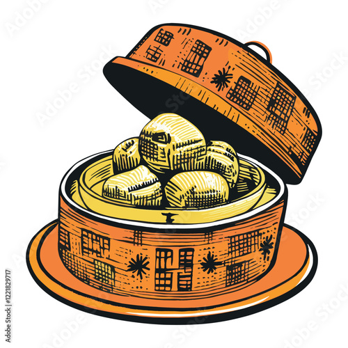 Chinese food traditional illustration steamed vector