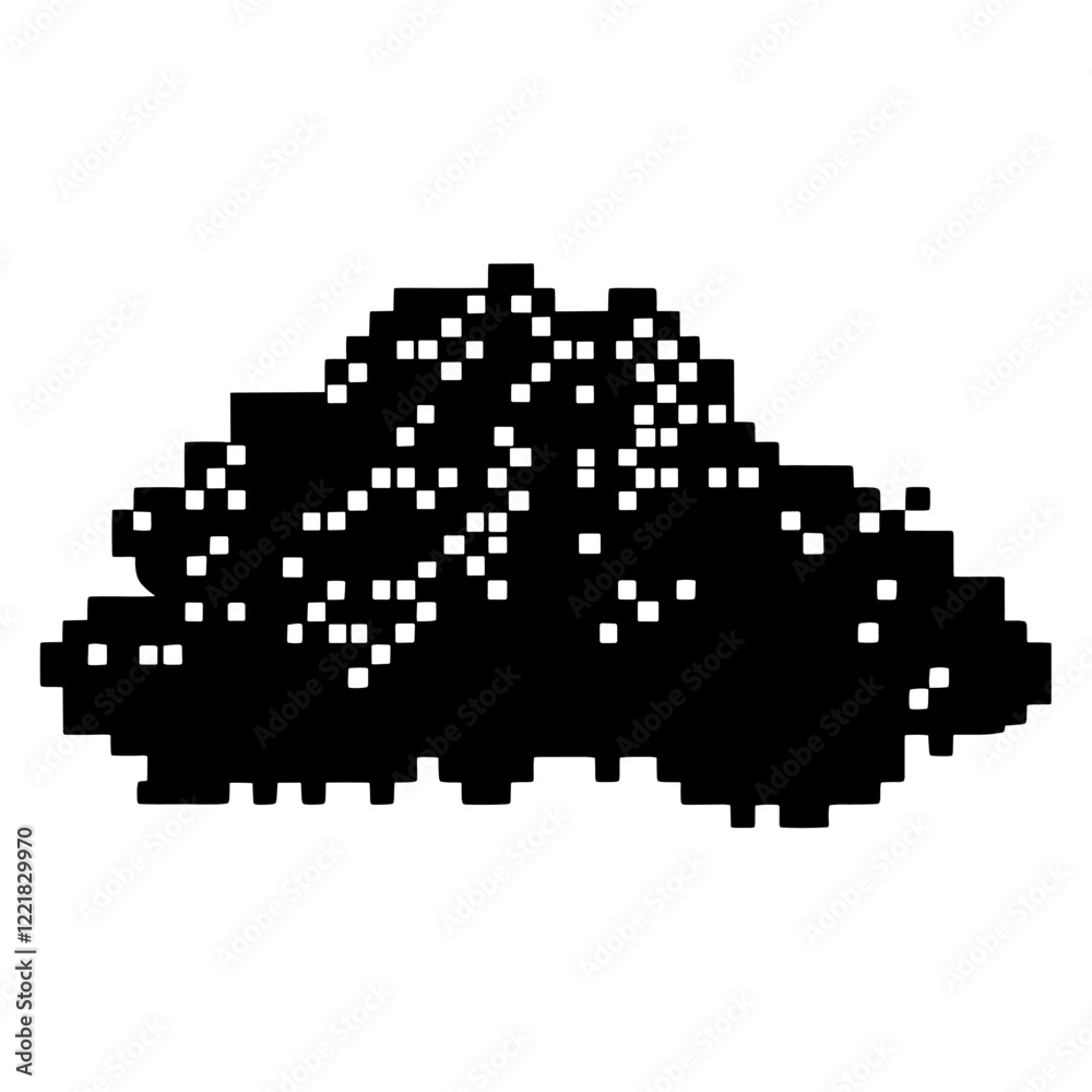 Obraz premium Cloud silhouette black pixel vector
