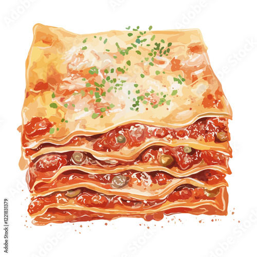 Lasagna pasta illustration food ketchup vector