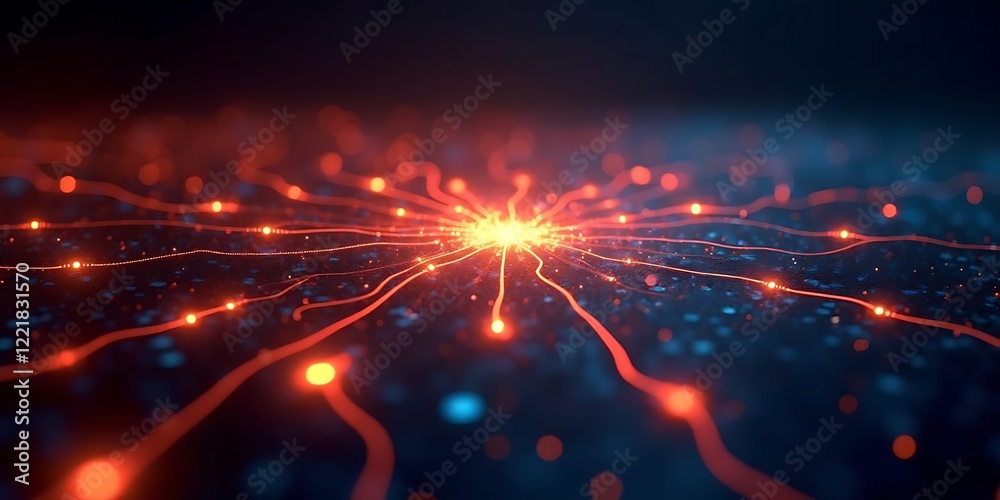 Fototapeta premium Abstract Network Connection: Glowing Lines and Nodes