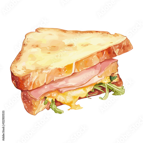 Ham cheese Sandwich sandwich illustration watercolor vector