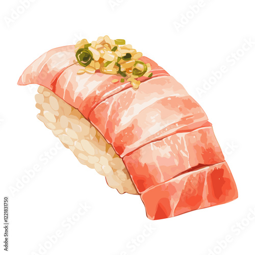 Chu toro sushi illustration watercolor food vector