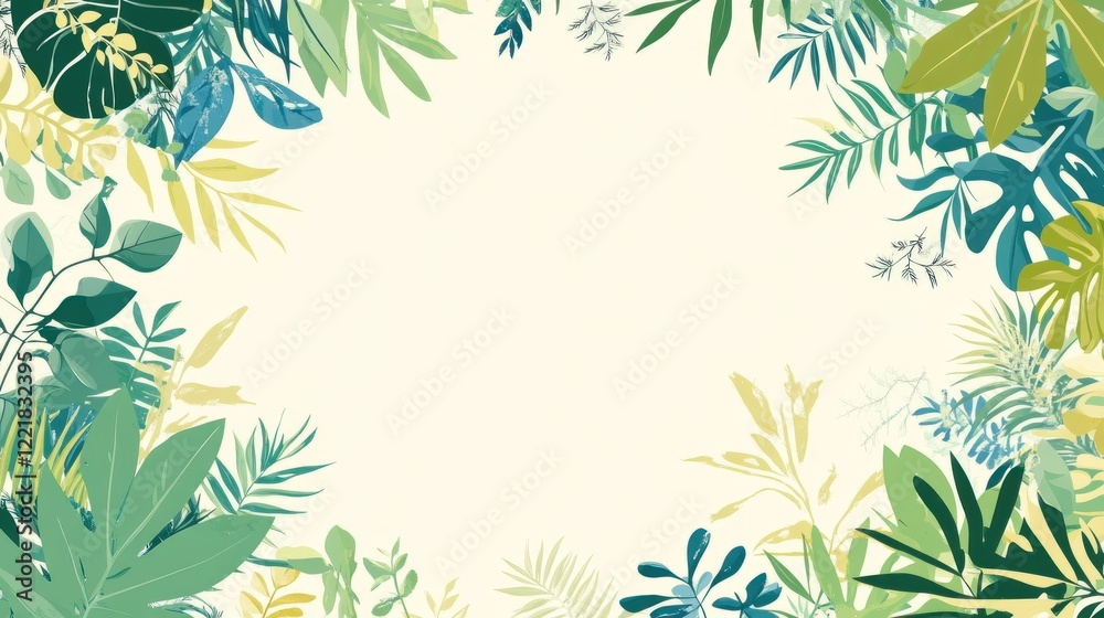 Lush Tropical Foliage Frame Border Design Lush Tropical Foliage Frame Border Design