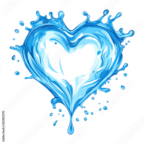 Water heart shape splash illustration blue jacuzzi vector