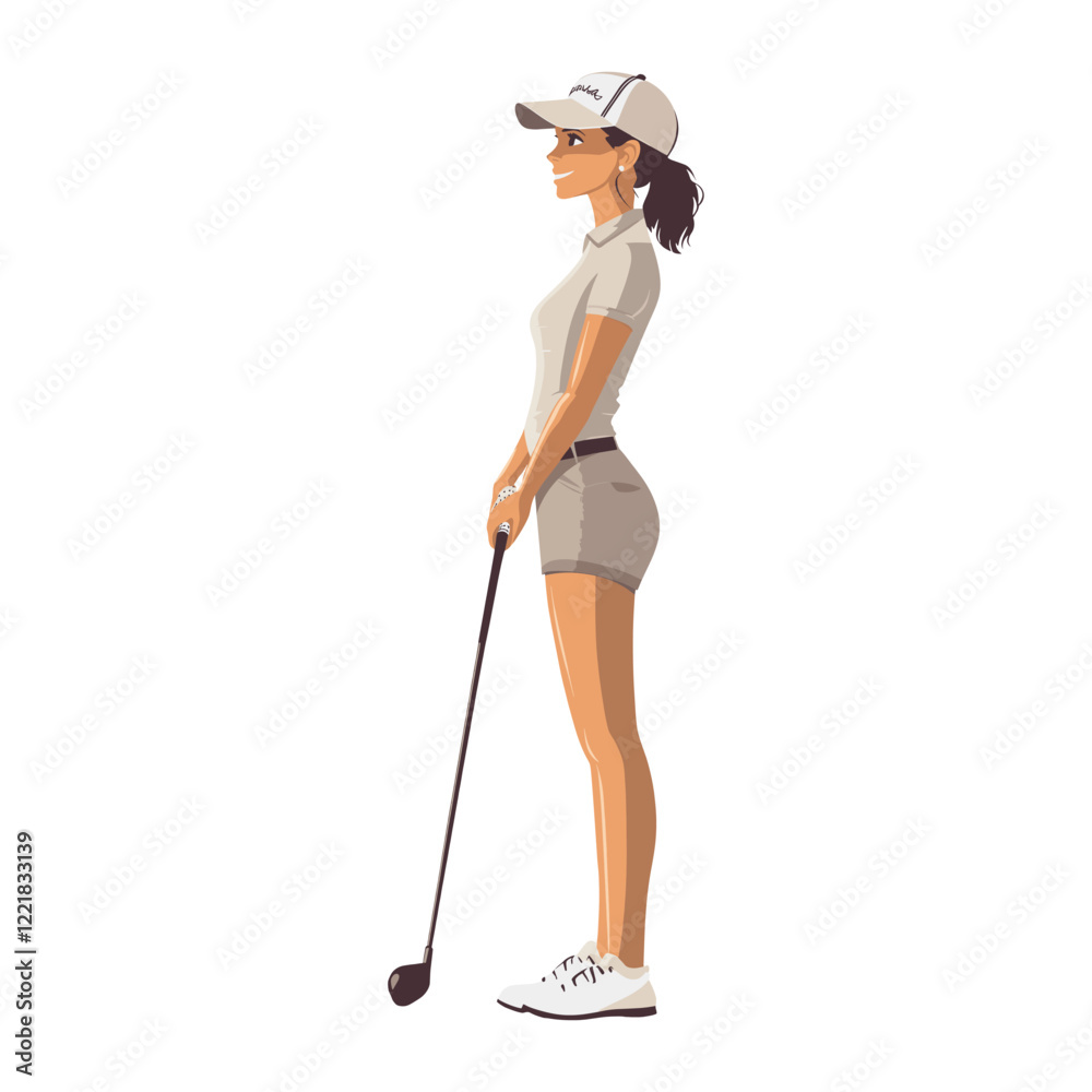 Woman golf player illustration female sports vector Woman golf player illustration female sports vector
