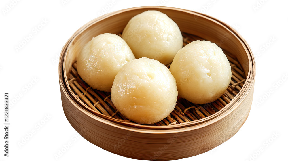 Steamed Bao Buns: Four perfectly round steamed bao buns, their smooth white surfaces glistening with moisture, sit nestled in a bamboo steamer, ready to be enjoyed. The warm. Steamed Bao Buns: Four perfectly round steamed bao buns, their smooth white surfaces glistening with moisture, sit nestled in a bamboo steamer, ready to be enjoyed. The warm.