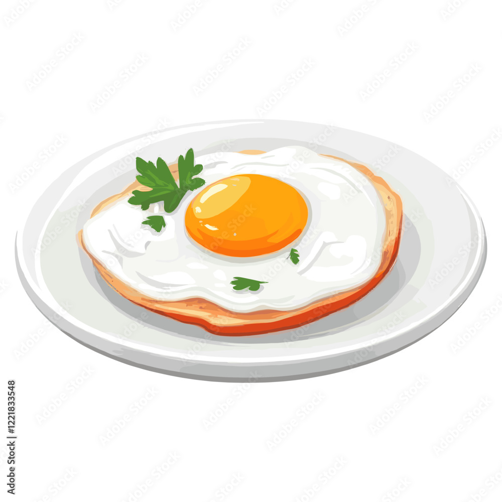 Fried egg illustration plate white vector Fried egg illustration plate white vector