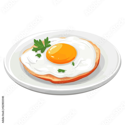 Fried egg illustration plate white vector