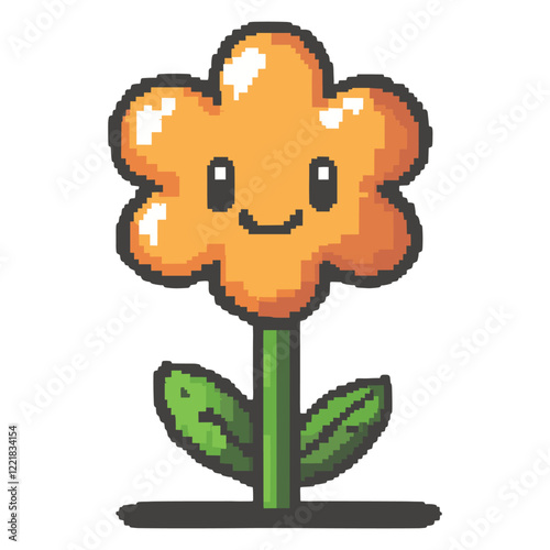 Flower illustration pixelated character vector