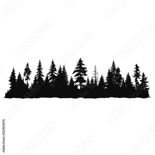 Forest silhouette illustration trees vector