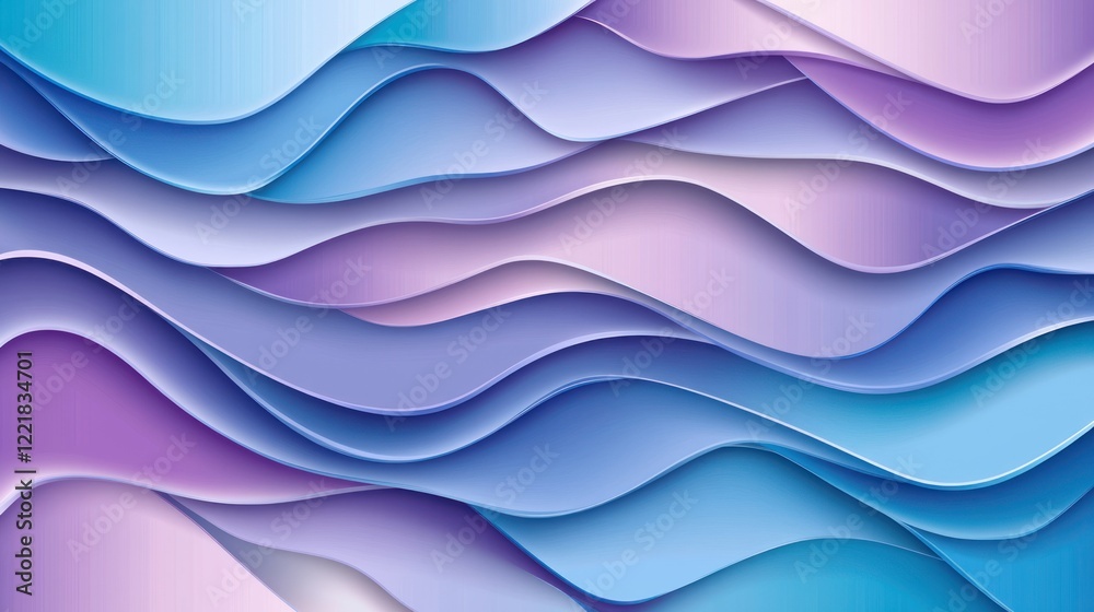 Abstract, layered, wavy shapes in blue, purple and pink hues; background for design or artwork Abstract, layered, wavy shapes in blue, purple and pink hues; background for design or artwork