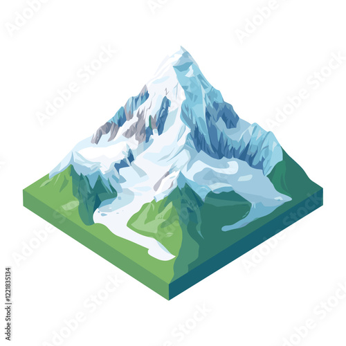 Everest mountain illustration isometric nature vector