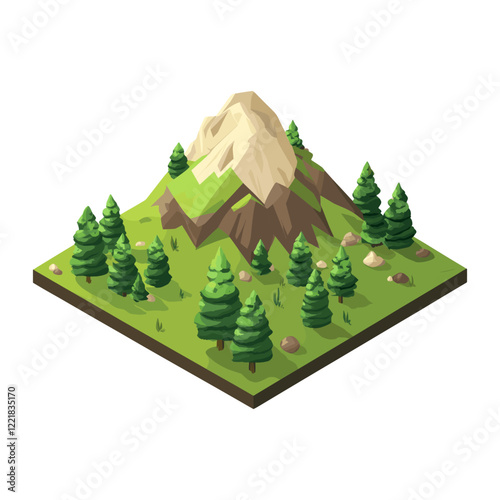 Mountain illustration landscape isometric vector