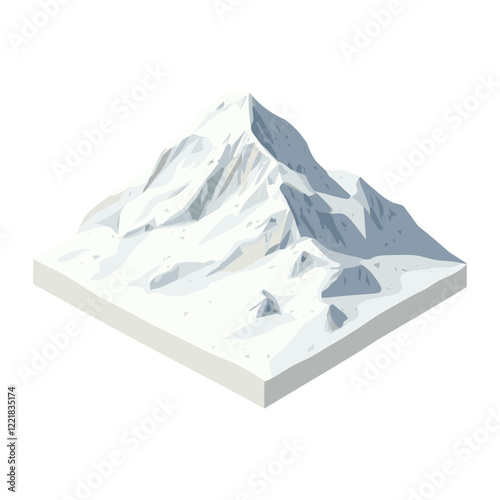 Snow on top mountain illustration isometric art vector