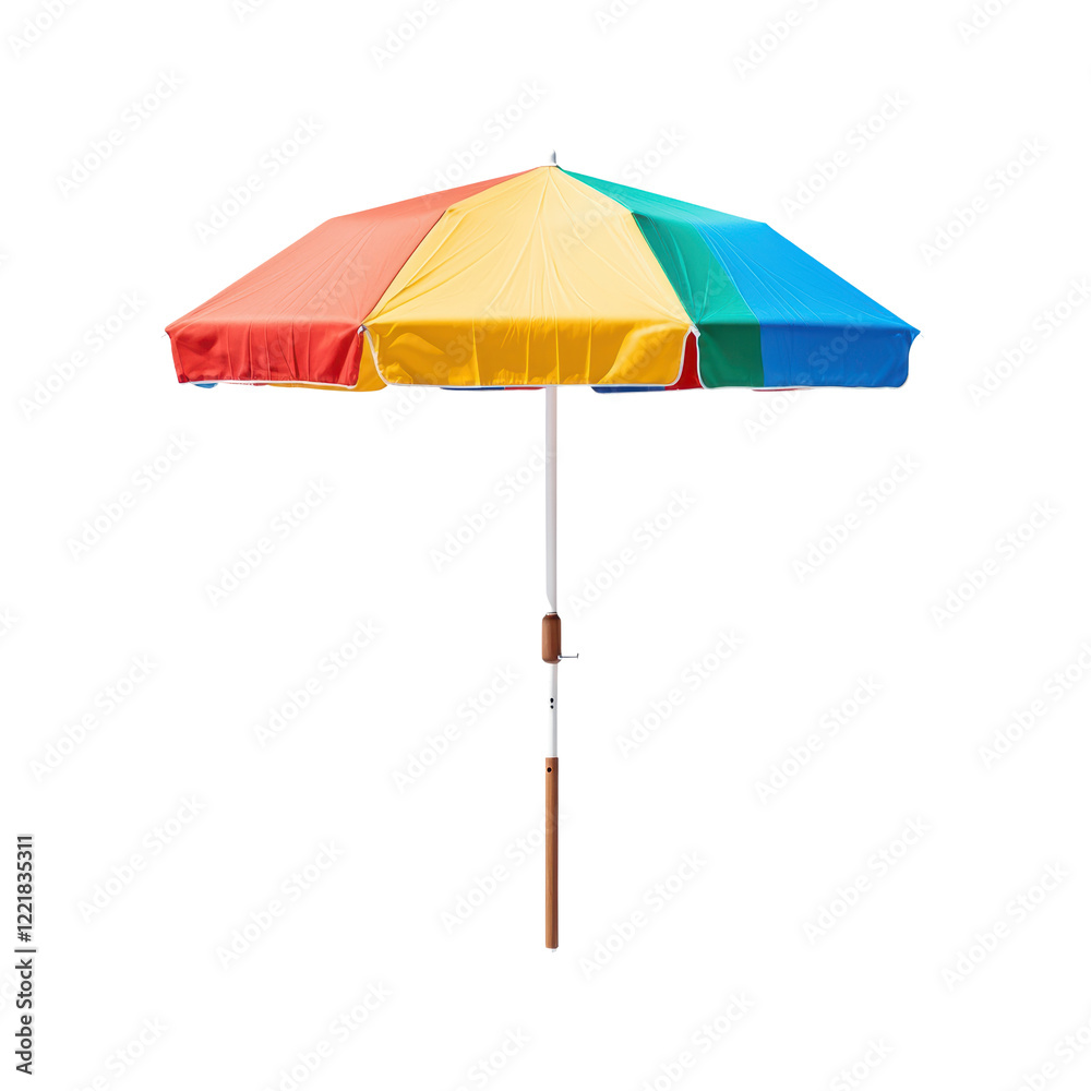 Obraz premium Colorful Mid-Century Modern Beach Umbrella with Geometric Design