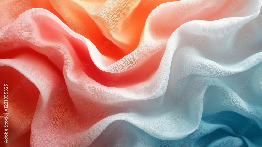Obraz premium Soft ombre fabric in shades of red white and blue
