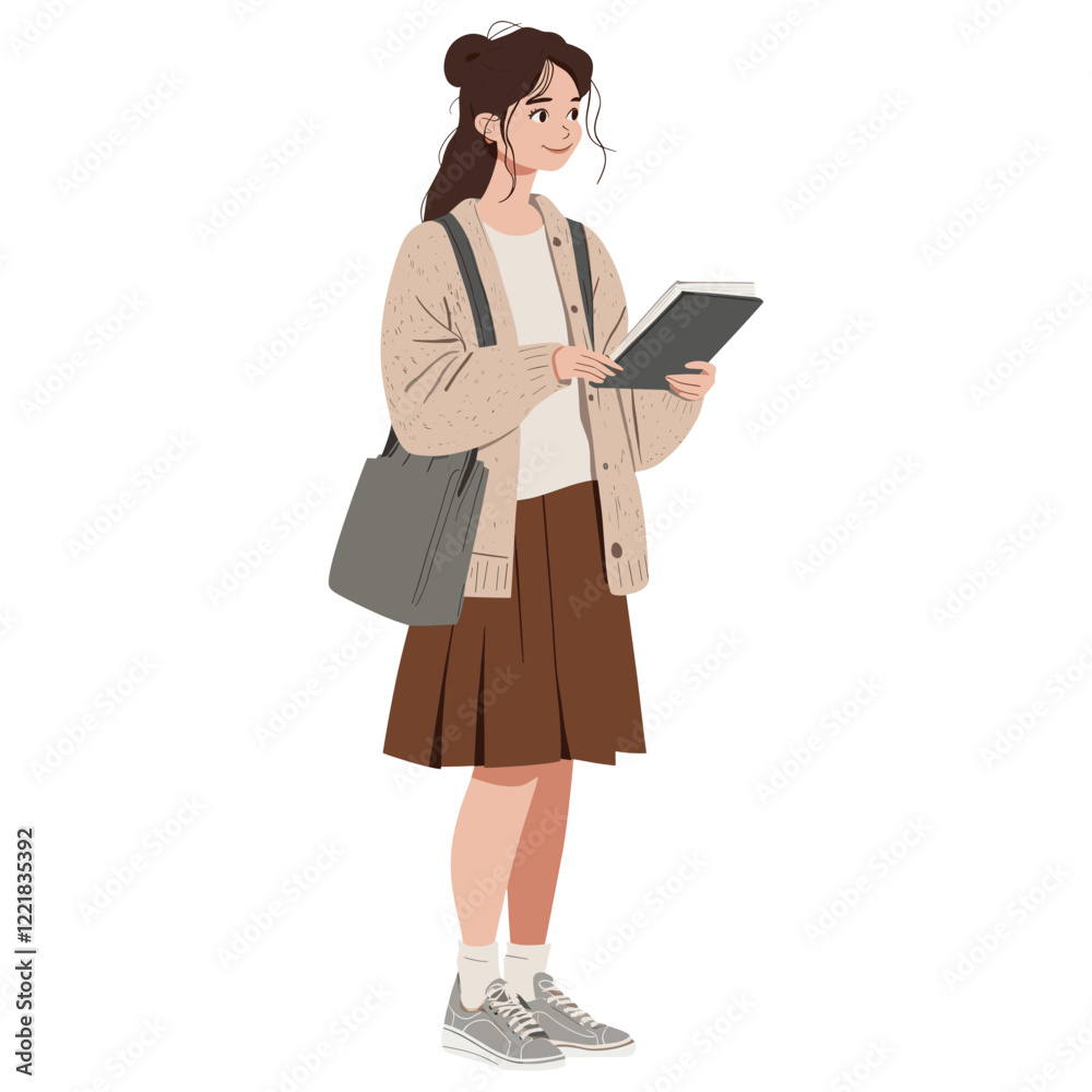 Student girl skirt illustration sneakers vector Student girl skirt illustration sneakers vector