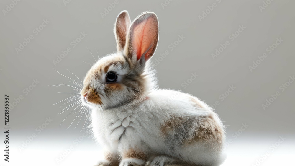 Cute rabbit sitting peacefully, showcasing furry texture and gentle demeanor, ideal for nature themed projects or Easter celebrations Cute rabbit sitting peacefully, showcasing furry texture and gentle demeanor, ideal for nature themed projects or Easter celebrations
