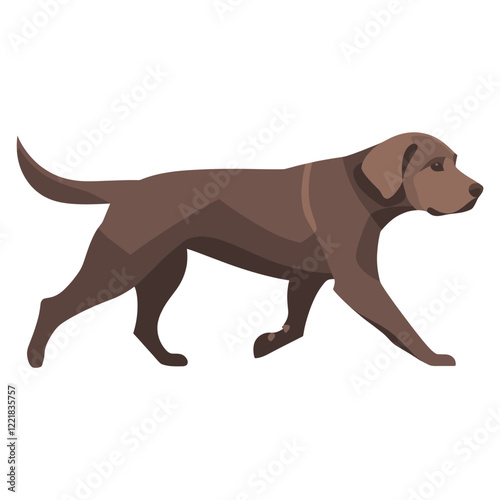 Drak brown Labrador retriever walking illustration animal design vector