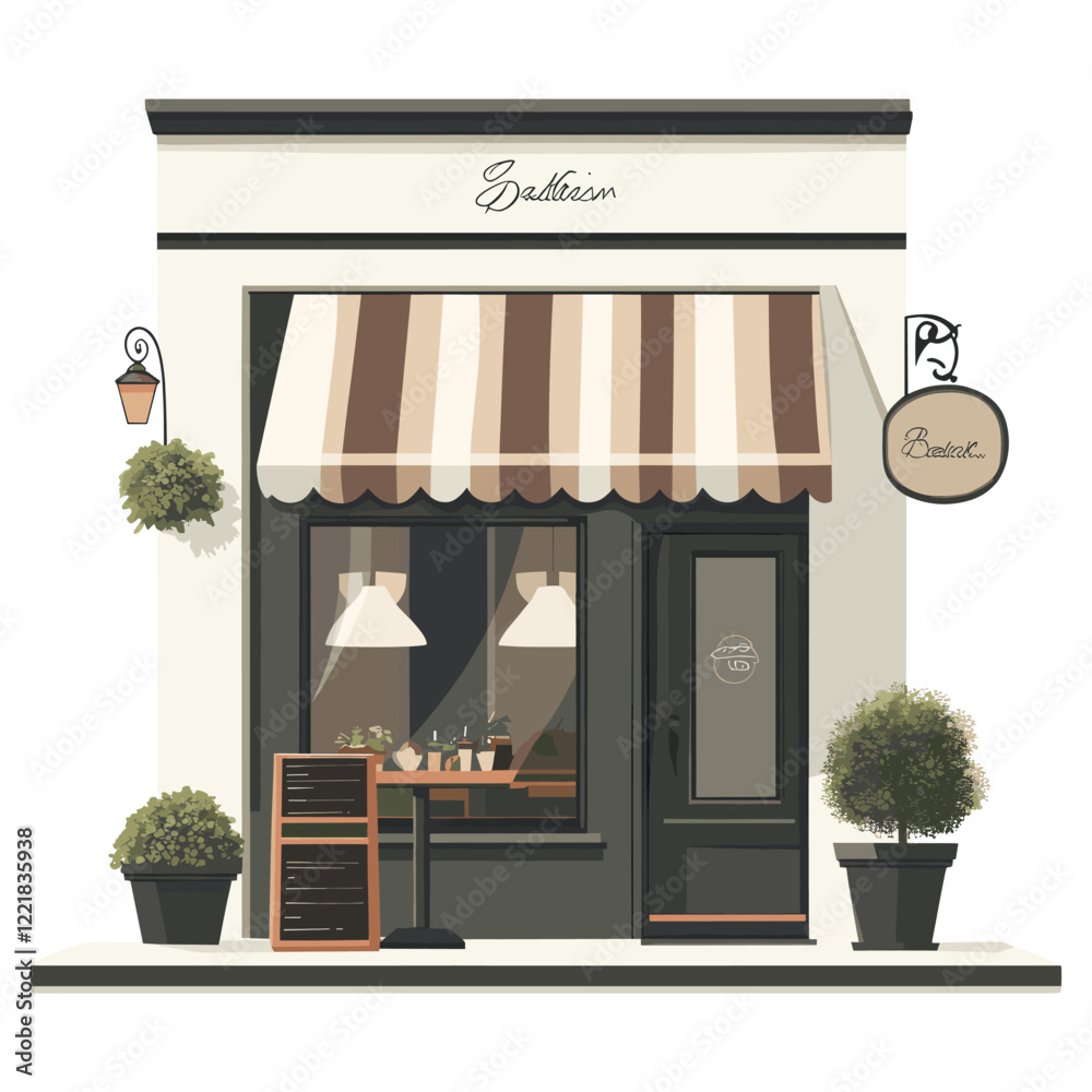 Fototapeta premium Restaurant illustration awning plants vector