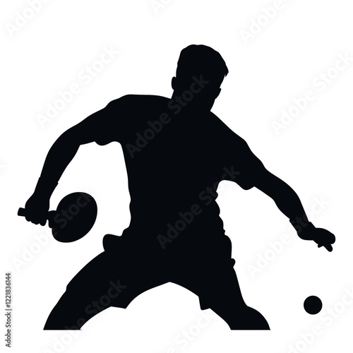 Table Tennis player silhouette sports tennis vector