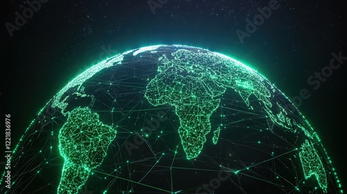 3D Game World Visualized by Glowing Interconnected Grids