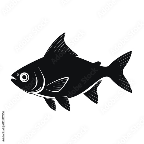 Tetra fish silhouette illustration simple black vector