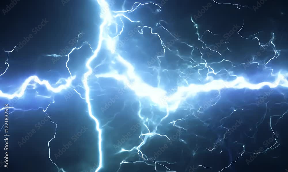 Dynamic blue lightning bolts flashing against a dark background, creating an intense and electrifying visual perfect for energy or power themes