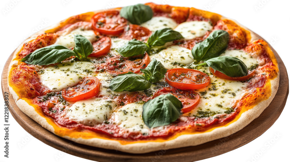 Classic Margherita Pizza: A mouthwatering close-up of a freshly baked Margherita pizza, featuring a crispy crust topped with a vibrant tomato sauce, melted mozzarella cheese, and fresh basil leaves. Classic Margherita Pizza: A mouthwatering close-up of a freshly baked Margherita pizza, featuring a crispy crust topped with a vibrant tomato sauce, melted mozzarella cheese, and fresh basil leaves.