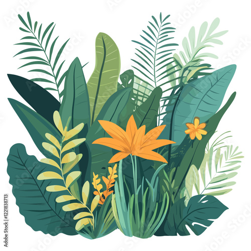 Jungle vegetation leaves jungle plants vector