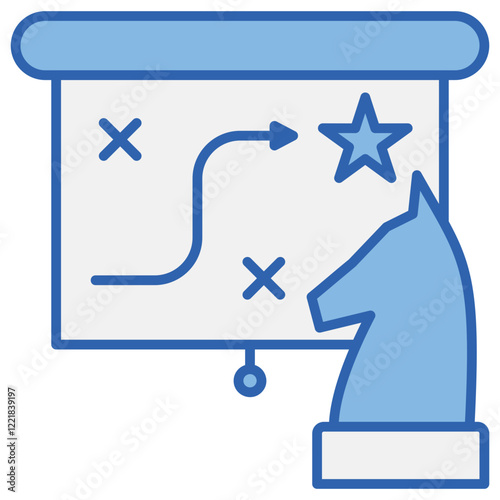 Strategy Blue White Icon