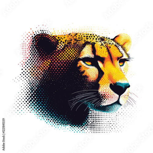 Dot Display Graphics cheetah illustration animal modern vector