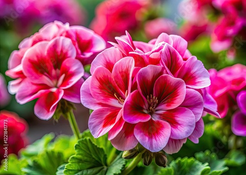 Pink & Red Geranium Bloom Portrait Photography - Vibrant Floral Images