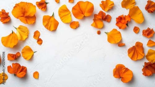 Orange Flower Petals Arranged on White Background photo