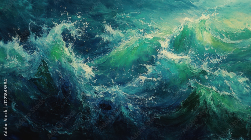Dramatic ocean waves in shades of blue, green and white creates an abstract and dynamic image Dramatic ocean waves in shades of blue, green and white creates an abstract and dynamic image